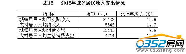2012年城乡居民收入支出情况