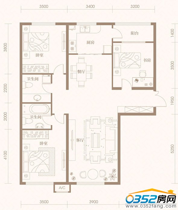 御河九号7/10号楼142平米户型平面图