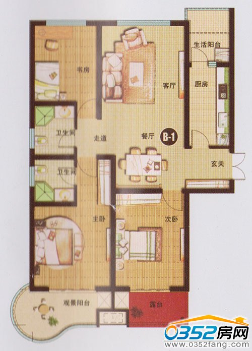 千禧御东画卷三室两厅两卫121.32平米