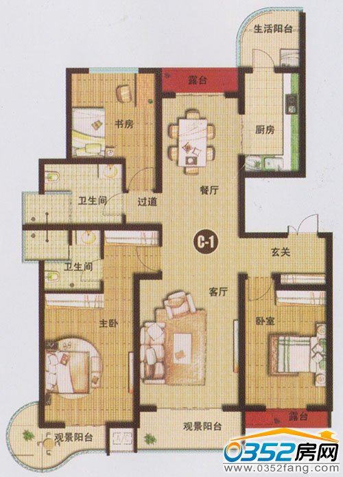 千禧御东画卷三室两厅两卫142.84平米