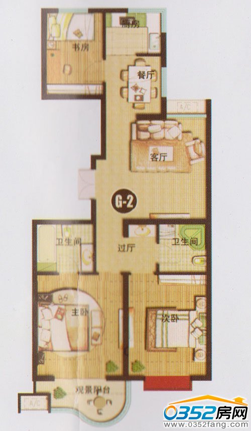 千禧御东画卷三室两厅两卫户型约107.02平米