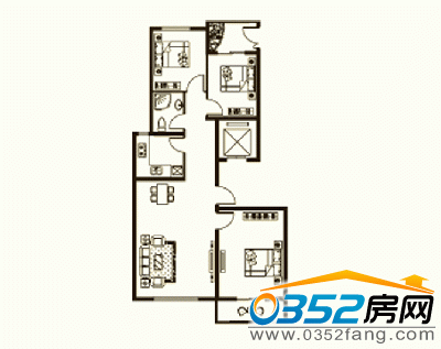 A1三室二厅一卫约109.30㎡