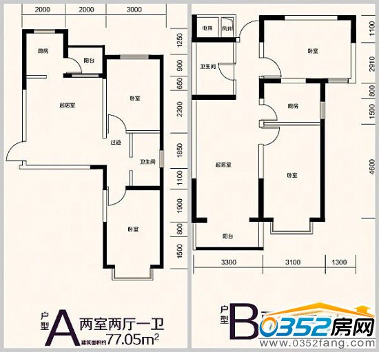 美好新里程77㎡、89㎡户型图