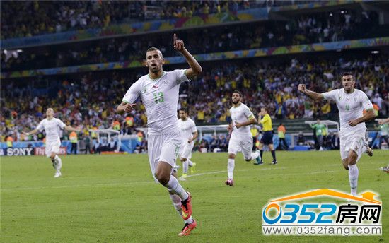 阿尔及利亚球员欢庆进球