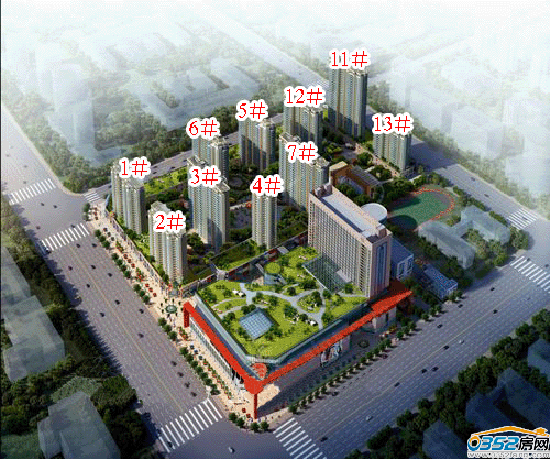 紫润芳庭项目沙盘效果鸟瞰图